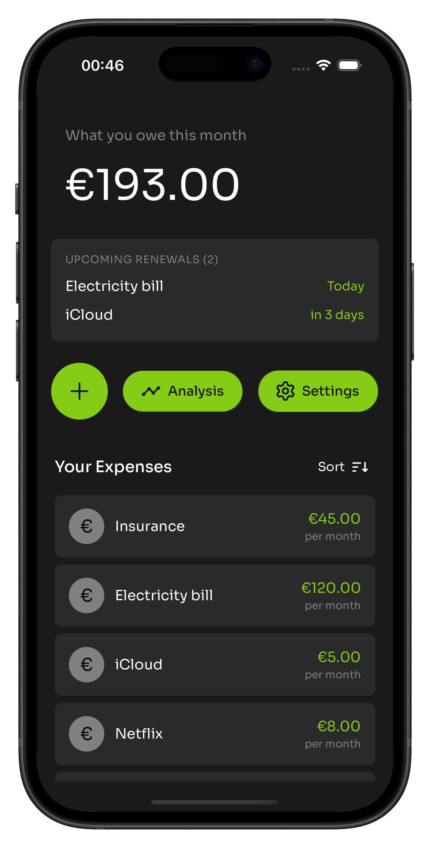 Chrima App Interface showing subscription dashboard